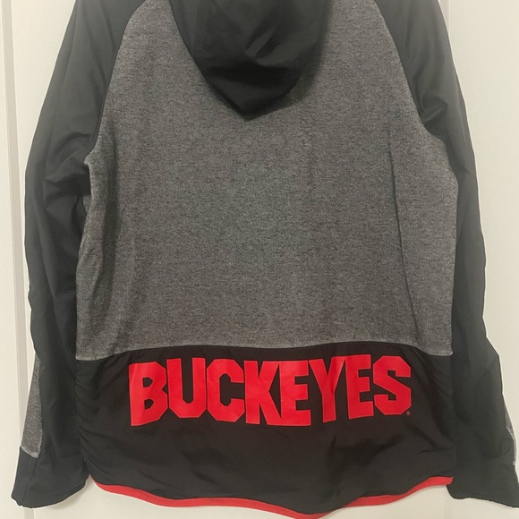 Nike Ohio State OSU Buckeye Full Zip Hoodie - Gray, Black, Scarlet Red - Medium - Picture 2 of 6